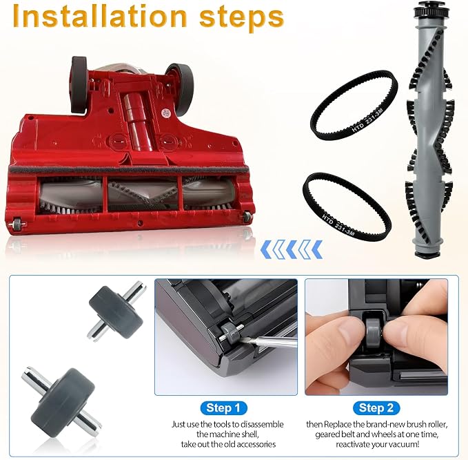 NV500 Brush Roller, Belts & Filter Kit for Shark Rotator Lift-Away NV550 NV501 NV502 NV505 NV520 UV560 – 1 Brush Roller + 1 Filter + 2 Foam & Felt Filters + 2 Belts + 2 Wheels, Part # Xff500 Xhf500