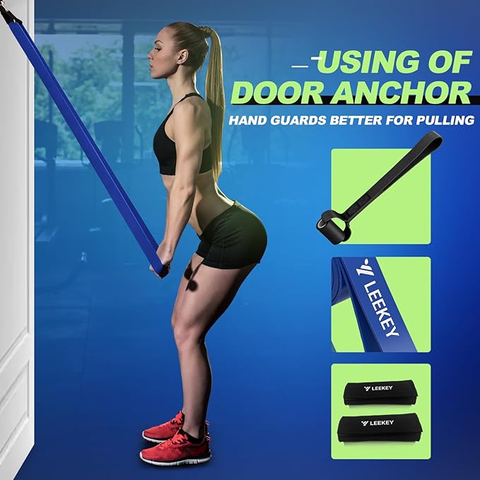 LEEKEY Pull Up Assistance Bands,5-125LB Resistance Bands with Grip、Door Anchor、Gym Bag - Exercise Bands for Full-Body Training, Fitness, Physical Therapy -USA Original Patent