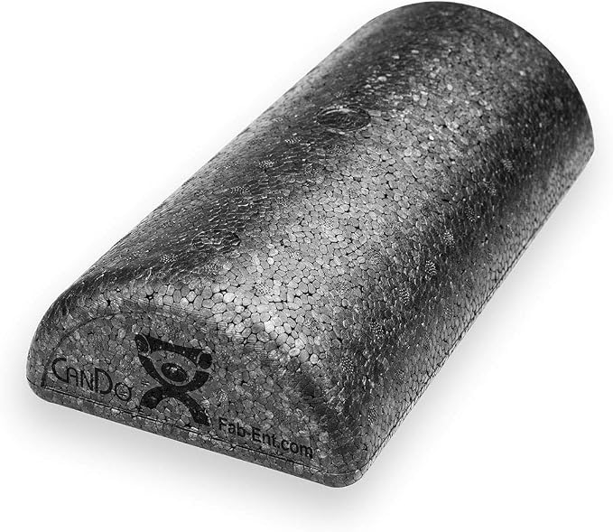 CanDo Black Composite High-Density Foam Rollers for Muscle Restoration Massage Therapy Sport Recovery and Physical Therapy 6" x 12" Half-Round