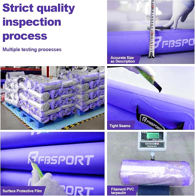 FBSPORT Inflatable Air Gymnastics Mat Training Mats 4/8 inches Thickness Gymnastics Tracks for Home Use/Training/Cheerleading/Yoga/Water with Pump