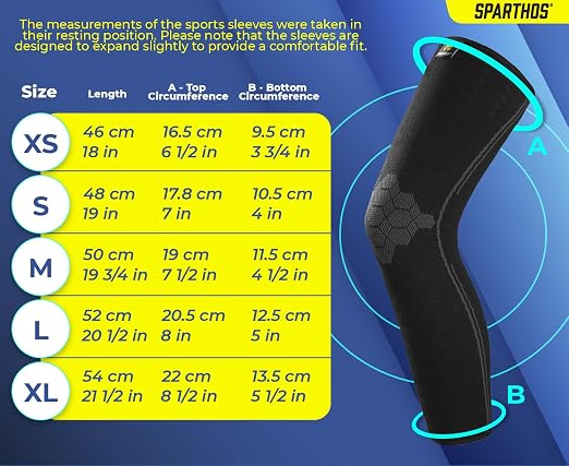 Sparthos Compression Leg Sleeve Men, Full Leg Compression Sleeve, Black-XS