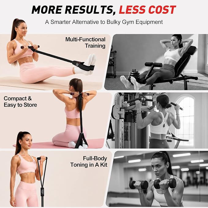 Resistance Bands with Handles Set, Leg/Core/ABS/Arm/Back/Hips Workout Equipment for Women, Portable Pedal Resistance Band & Figure 8 Resistance Bands, Exercise Bands for Pilates Yoga Stretching