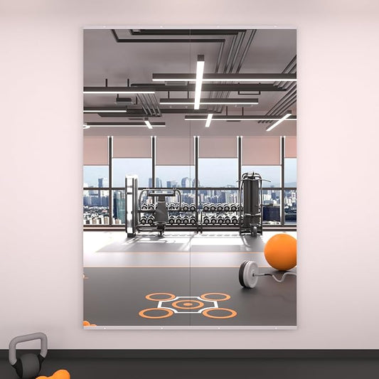 LOAAO Home Gym Mirror 67"x24", 2 PCS | Frameless, Tempered Glass, Large Workout Mirrors, For Home Gym, Dance Studio, Yoga Room, Garage Gym