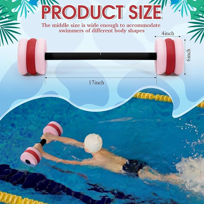 Soulchen Long Aquatic Exercise Dumbbells Pool Exercise Foam Water Weights Dumbbell Aquatic Pool Barbells with High Density EVA Foam for Swim Water Aerobics Workouts Loss