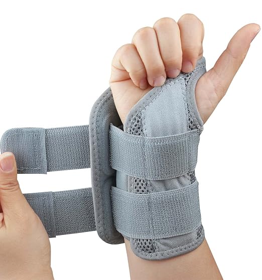 Carpal Tunnel Wrist Brace, Adjustable Wrist Support Brace, Night Wrist Sleep Supports Splints Arm Stabilizer (Right Hand, L/XL, Grey)