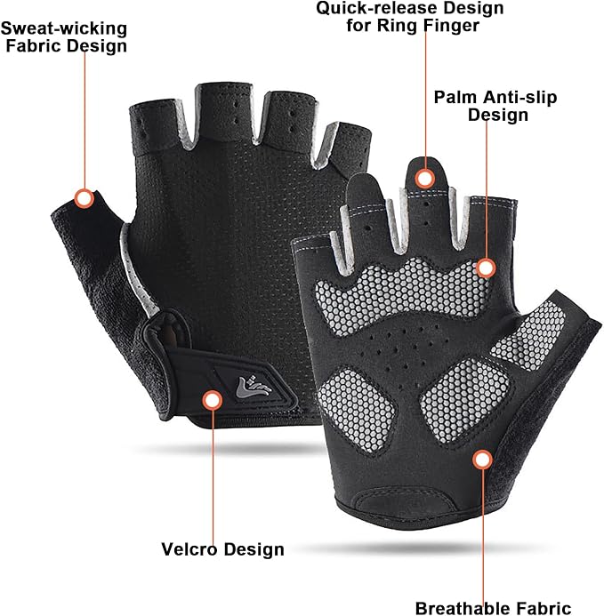 Mealah Fingerless Workout Gloves for Women Men - Anti-Slip Shock-Absorbing Glove for Fitness Cycling Outdoor Sports