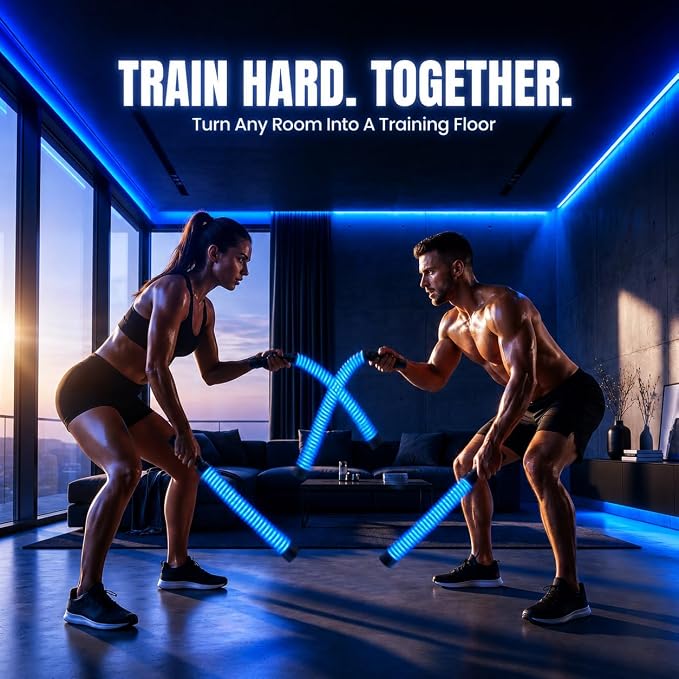 Ropeless Battle Ropes with Adjustable Weight & 5 Resistance Bands – Cordless Battle Ropes for Home Gym, Weighted Exercise Ropes for Strength Training & Full Body Workout for Women & Men