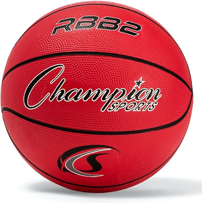 Champion Sports Rubber Basketballs – Durable Indoor & Outdoor Training & Recreational Game Balls, Multiple Sizes & Colors
