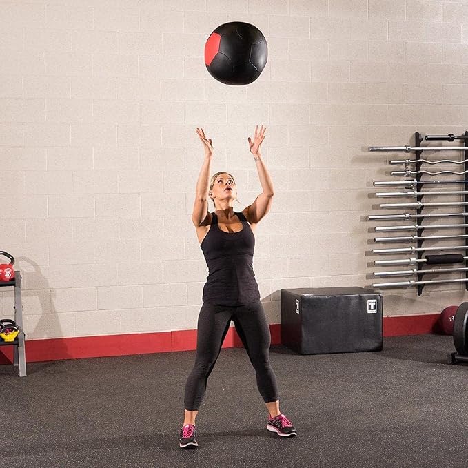 Body-Solid Tools (BSTSMB) Soft Shell Medicine Ball – Non Bouncing Wall Balls for Strength Training, Weight Loss Workout, Core Exercise and Home Gym Fitness, Black, 6-30lbs Weight