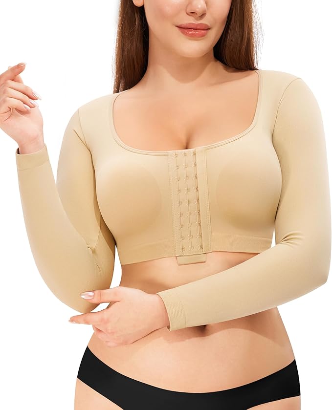 Nebility Arm Compression Sleeve Women Arm Shaper Post Surgery Post Surgery Front Closure Bra