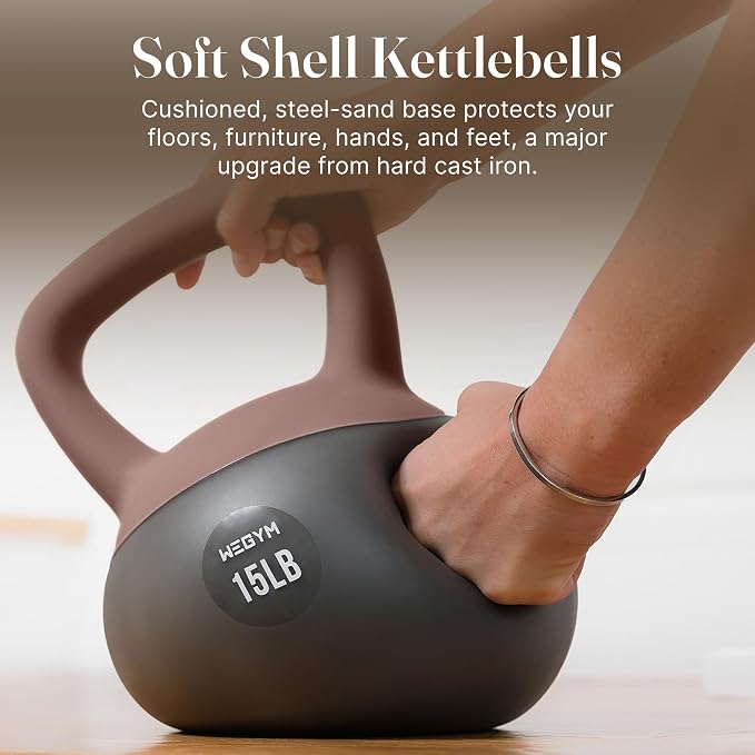 WeGym Soft Kettlebells with Cushioned Impact-Resistant Base and Anti-Slip, Wide-Grip Handle for Home Workouts, Weightlifting, and Full Body Strength Training