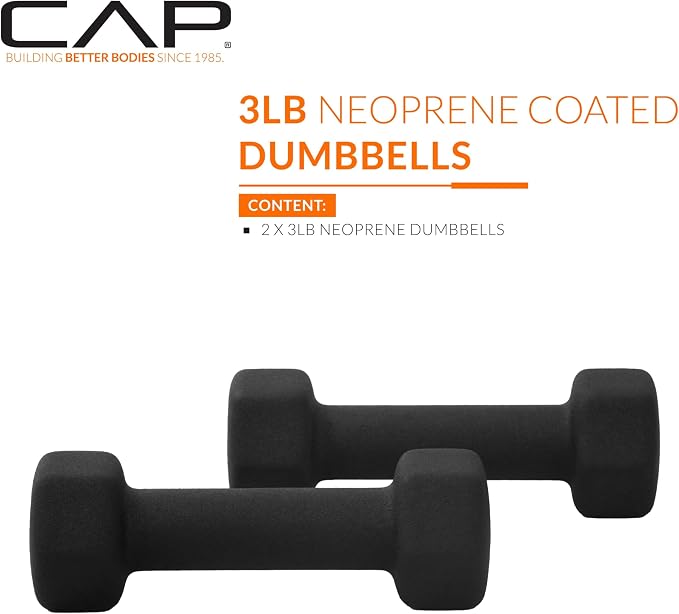 CAP Barbell Neoprene Dumbbell Weights Pairs & Sets | Black