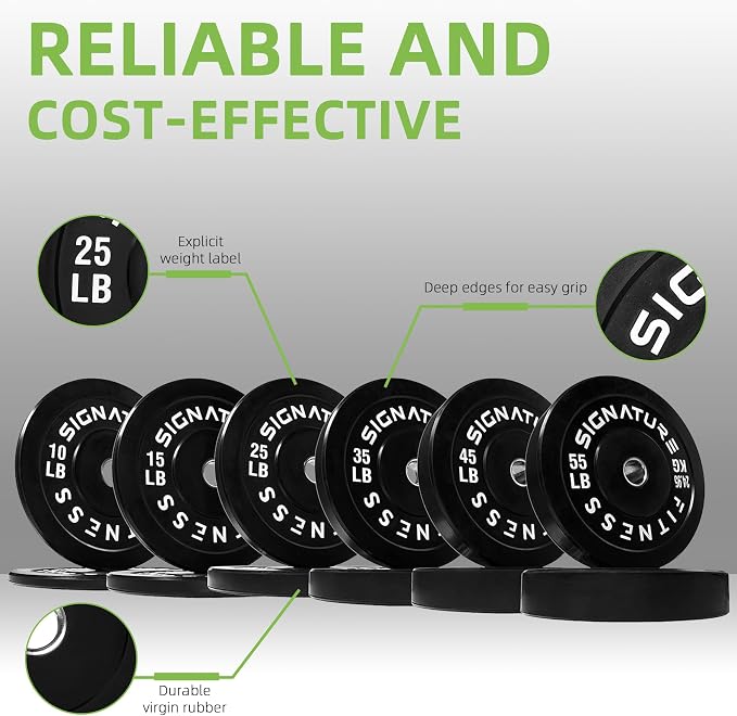 Fitvids 2-Inch Olympic Rubber Weight Plates Sets, Bumper Plates Set Barbell for Strength Training, 160-370 Lbs Multiple Options