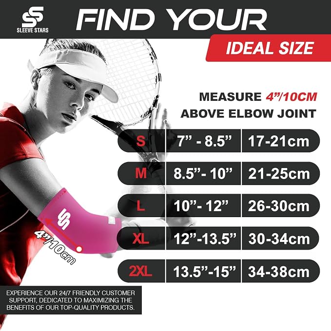 Sleeve Stars Elbow Sleeve for Pain Relief & Protection - Elbow Compression Sleeve for Women & Men - Supportive Elbow Brace for Tendonitis, Recovery & Ideal for Sports, Work