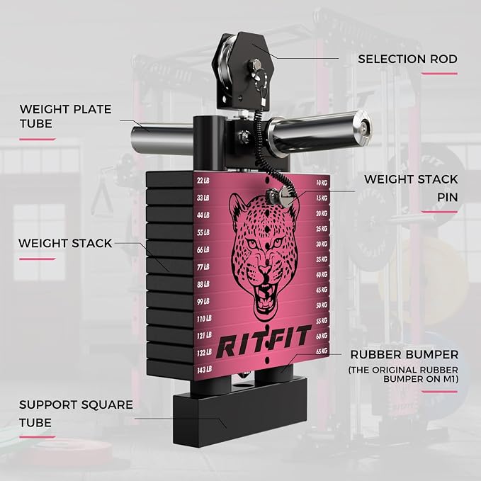 RitFit M1 Pro Smith Machine Cable Crossover Power Cage Home Gym
