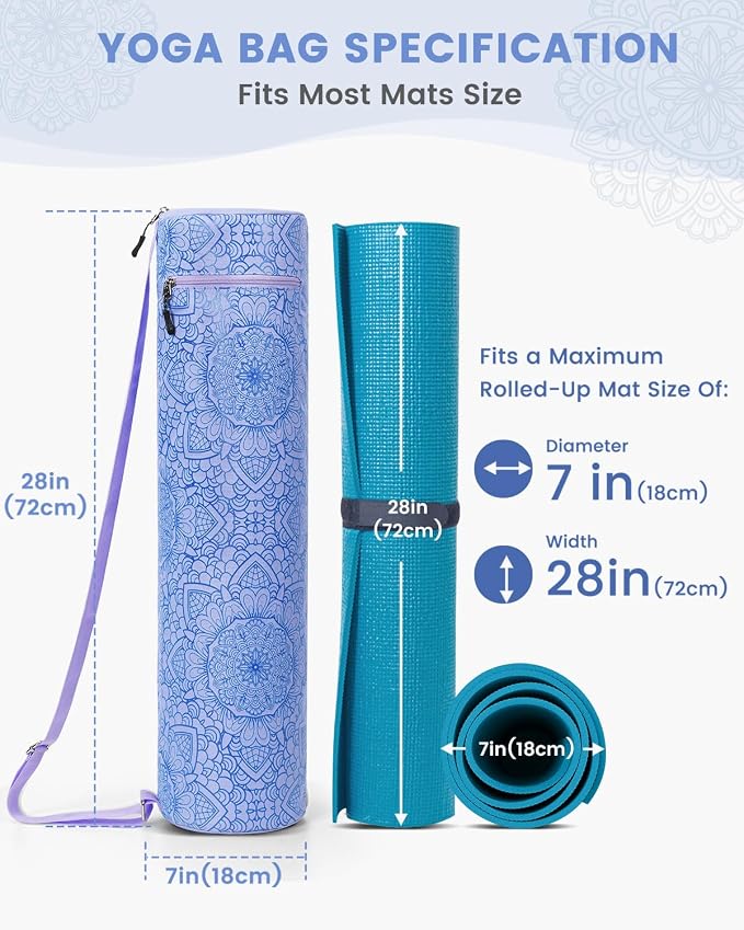 Gonex Yoga Mat Bag, Full-Zip Mat Carrier | 600D Oxford Fabric, Wet Pocket, Front Zip Pocket, Adjustable Strap, Fits Mats up to 26"