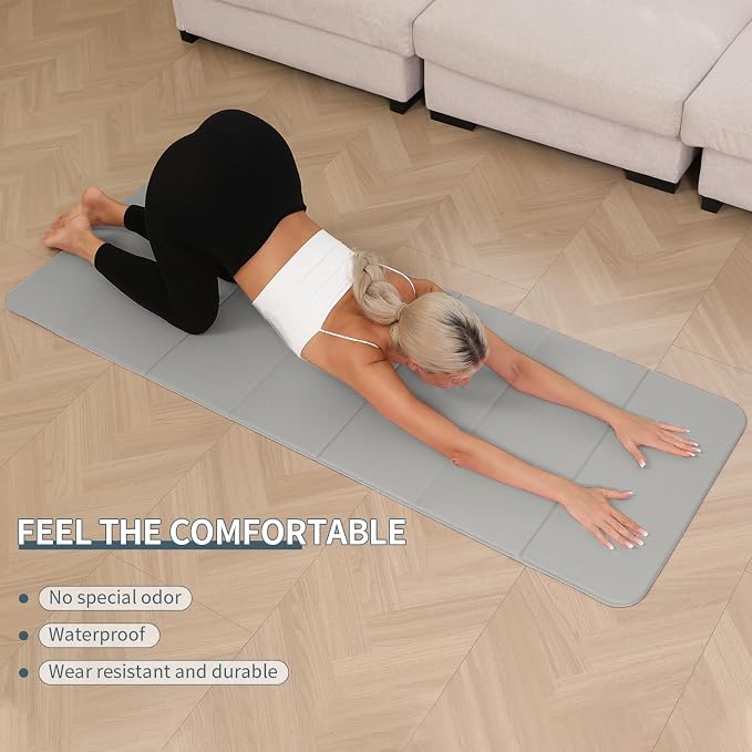 PAIDU Foldable Yoga Mat 10mm Thick, 75"x26" Non-Slip Fitness Exercise Mat | SGS Certified| uick Fold，Easy Storag，Portable for Yoga/Pilates/Studio/Home Workout
