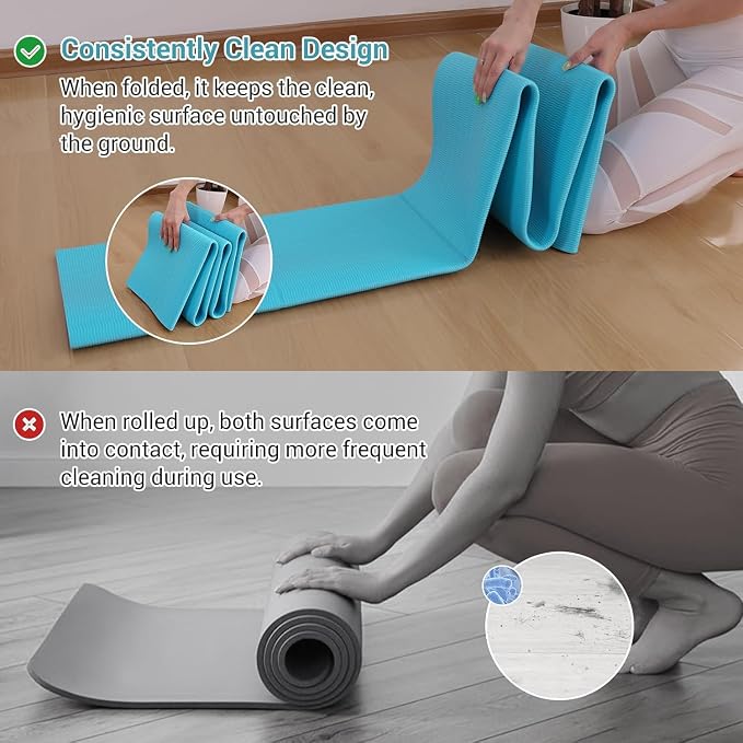Avoalre Folding Yoga Mat, Eco-Friendly PVC Travel Yoga Mat Packable, Double Sided Non-Slip Printed Yoga Mats with Bag for Home Workout Gym Exercise Fitness Pilates Stretching (72" x 24" x 1/5" Thick)