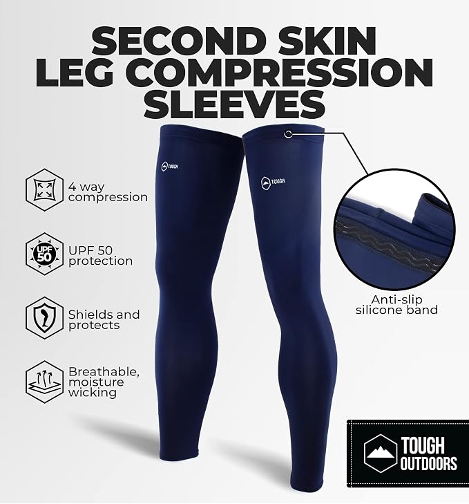 Tough Outdoors Leg Compression Sleeve - Leg Sleeves for Men & Women - Compression Calf Sleeves - Basketball Football Cycling