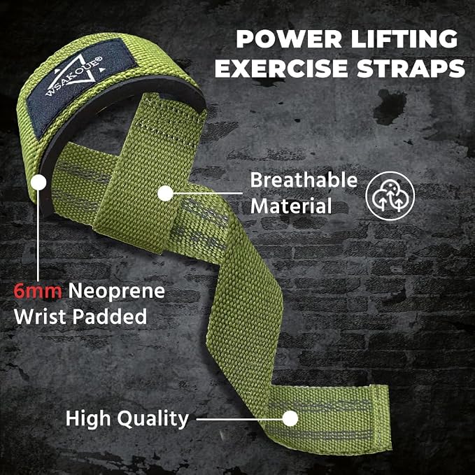 WSAKOUE Lifting Straps, Weightlifting Straps, Deadlift Straps with Padded Neoprene for Power Lifting, Bodybuilding, Gym Workout, Strength Training & Fitness Workout, Resistance