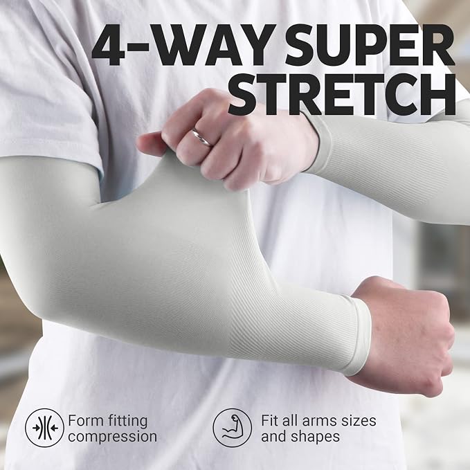 HEGCOIIE UV Sun Protection Arm Sleeves for Men & Women - Tattoo Cover Up - UPF 50 Cooling Sleeve for Golf, Cycling