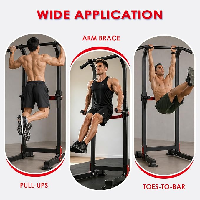Pull Up Bar, Multifunction Power Tower Dip Bar Station Home Gym Strength Training Workout Equipment for Pull-up Push-up Dips