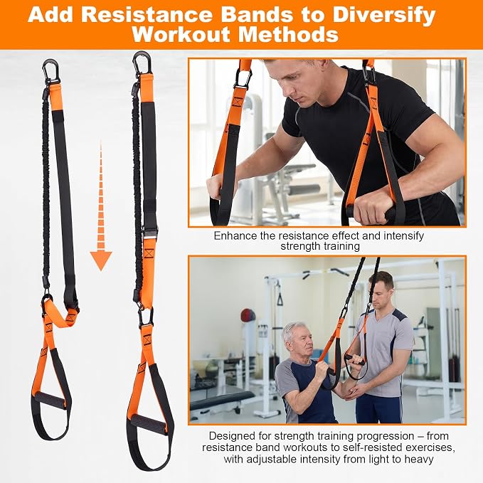WELSPO Home Resistance Training Kit with 2 Resistance Bands | Exercise Guide & Door Anchor included,350lb Capacity, for Full Body Workout, Strength Training & Travel Fitness