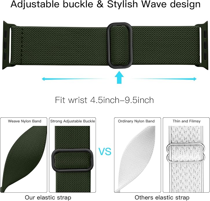 Lerobo Braided Band Compatible with Apple Watch Series 11 10 9 8 7 46mm 45mm 41mm Ultra SE 3 2 1 49mm Series 6 5 4 3 44mm 40mm 38mm 42mm Men iWatch Bands Women Stretchy Nylon Solo Loop Sport Strap