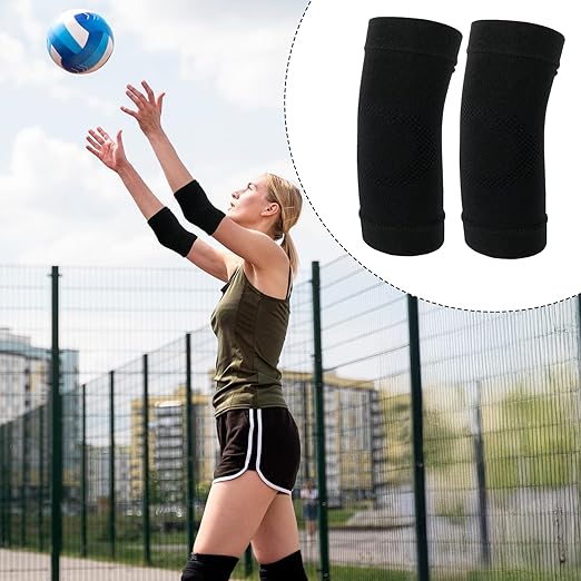 Ptwola Elbow Compression Sleeve Nylon Comfort Tennis Elbow Support Brace Breathable Fitness Sports Arm Joint Protection for Women Men Workouts Tendonitis Tennis Volleyball Golf (Black)