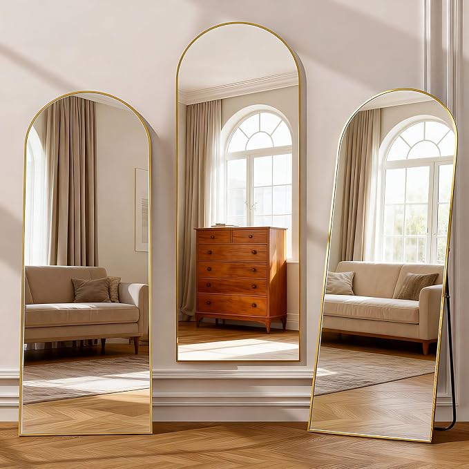 Simple Deluxe Arched Full Length Mirror, 71"x26"Large Floor Mirrors, for Wall Door Bedroom Bathroom Living Room (Gold)