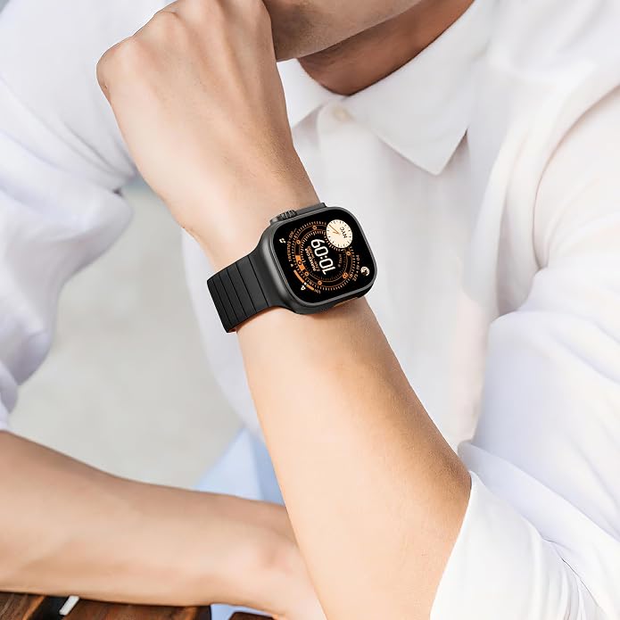 SNBLK Magnetic Band Compatible with Apple Watch Bands for Men 44mm 45mm 46mm 49mm 42mm 41mm 40mm 38mm Women, Secure Silicone Sport Loop Magnet Strap for iWatch Ultra 3 2 1 SE Series 11 10 9 8 7 6 5 4