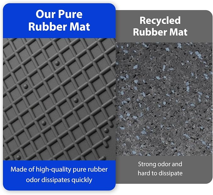 Exercise Equipment Mat 5.11x5.11x0.55in 6pcs, Heavy Duty Thick Steel Embedded Rubber Mat, Anti Slip/Noise Reduction/Vibration Resistance, Treadmills Equipment Pads, Used for Carpets, Wooden Floors