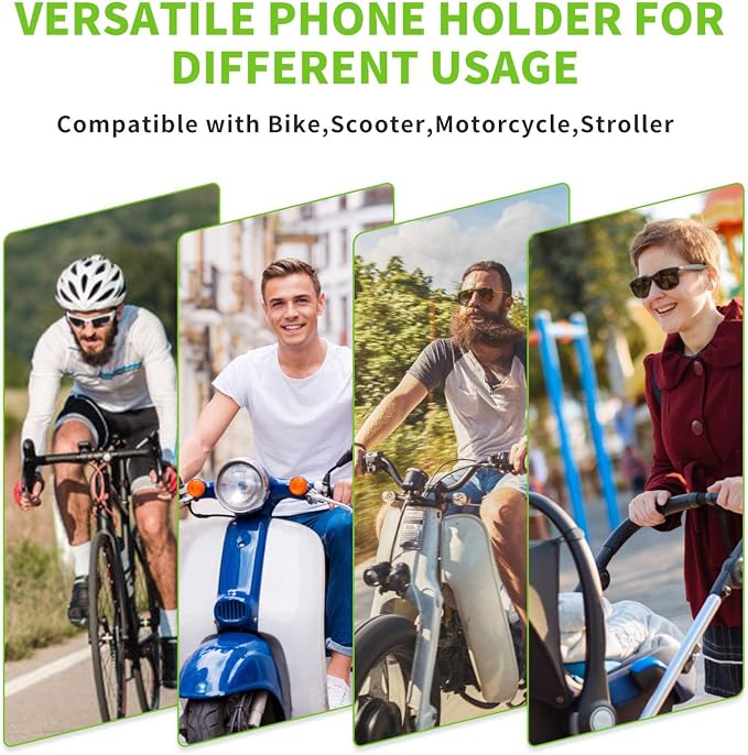 Bike Phone Mount - Universal Silicone Cellphone Holder - Adjustable Road Mountain Bicycle Handlebar Rack Clamp Accessories for iPhone 17 16 15 14 13 Pro Max Plus Air for Scooter Stroller