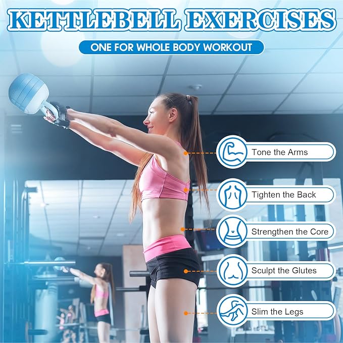Adjustable Water Filled Kettlebell 5/8/13/17/22 lb Water Filled Kettlebells Weights Set for Home Gym, Kettle Bell Sets for Women at Home and Cross-training Exercise