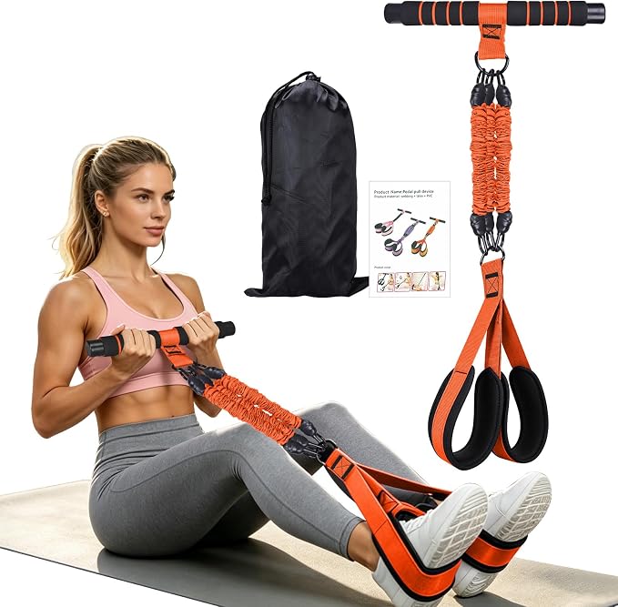 2026 New Resistance Band with Handles&Non-Slip Comfort Pedals, 90LBS Adjustable Latex Bandsfor Women and Men