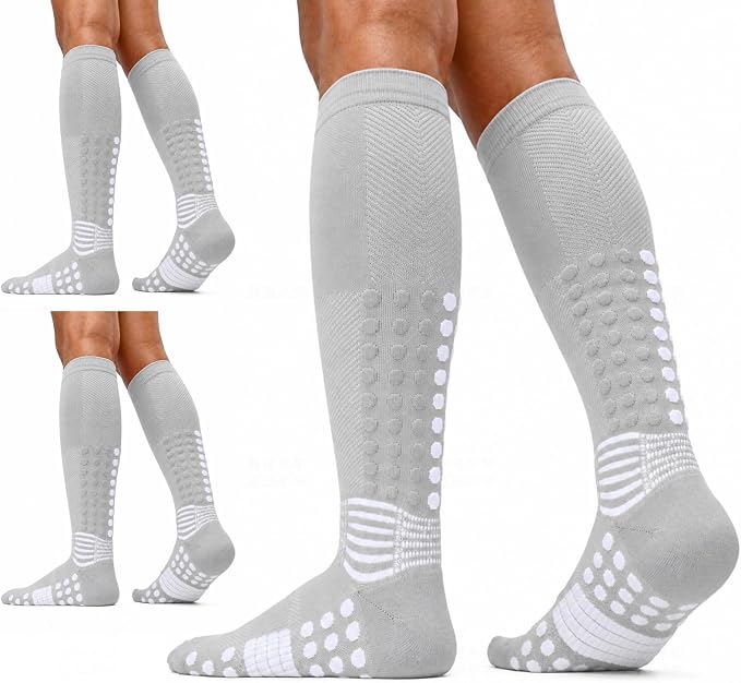 IRAMY Ankle Support Compression Socks 3 Packs Massage Dots Arch Support Cushioned Plantar Fasciitis Running Athletic Recovery