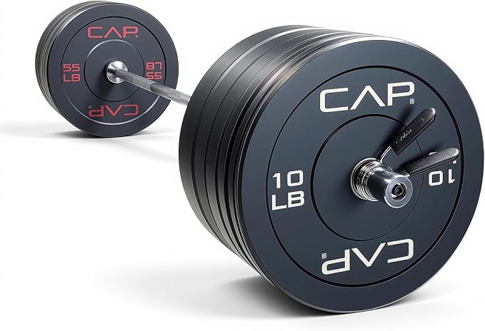 CAP Barbell Olympic Weight Set with 7ft Barbell & Bumper Plates | 160-370 lbs | Multiple Options