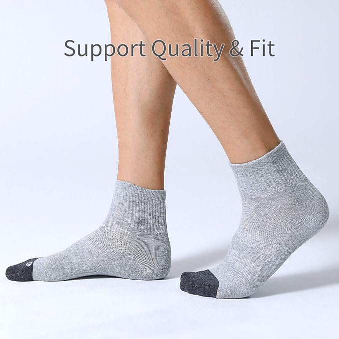FITRELL 6 Pack Men's Athletic Ankle Socks Cushioned Sports Running Socks 7-9/9-12/12-15
