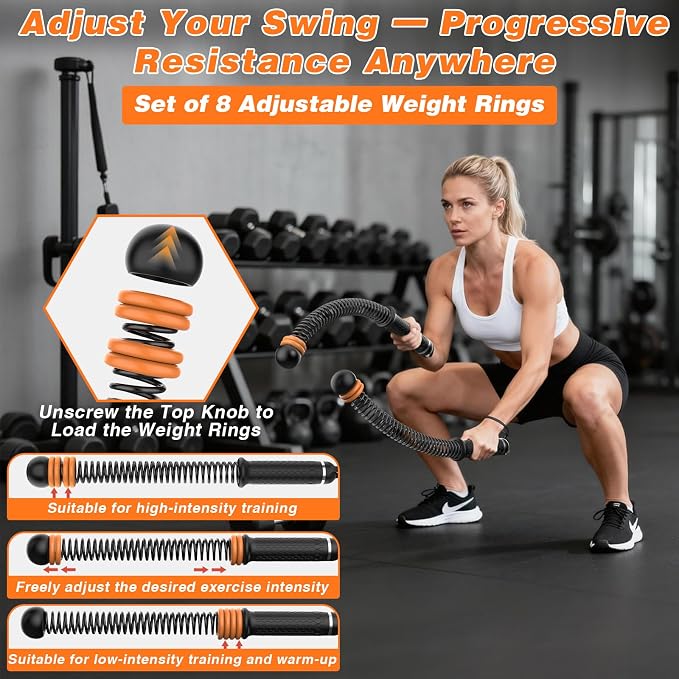 Ropeless Battle Ropes, with 8 Adjustable Weight Rings & Storage Bag, Portable Cordless Heavy Duty Fitness Rope for Home Gym, HIIT, Strength, High Calorie Burn, Low-Impact Cardio for Men and Women