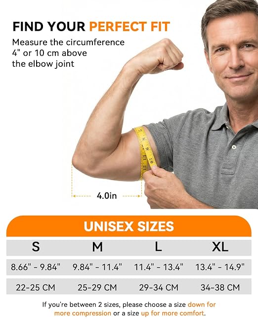 Copper Elbow Compression Sleeve for Tennis Elbow, Tendonitis, Golfers | Medical Elbow Brace with Adjustable Strap, Targeted Support for Weightlifting, Arthritis, Bursitis - Fit for Men & Women