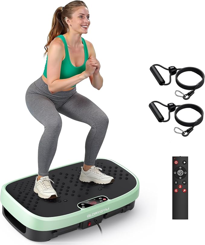 Vibration Plate Exercise Machine for Body Shaker Machine & Weight Loss, Shake Plate with Resistance Bands, 120 Speed Levels, Remote Control, Full Body Workout, Compact Home Gym Equipment