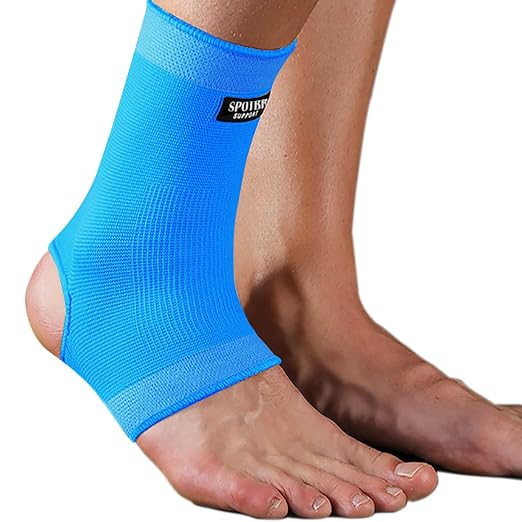 SPOTBRACE Ankle Brace Compression Sleeve, Ankle Support For Women Men 2Pack | Elastic, Open Heel, Blue, Breathable, Thin, Soft, Foot Compression Sock Wrap for Swelling, Plantar Fasciitis, Sprain, Size L