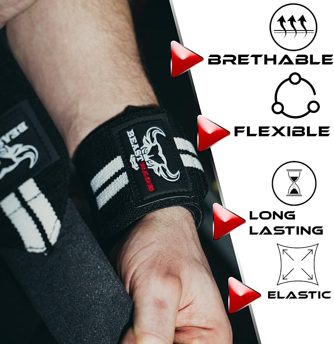 Wrist Wraps for Weightlifting - Adjustable Lifting Straps With Thumb Loop for Enhanced Gym Support, Powerlifting, Bodybuilding and Workout