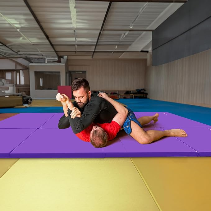 BalanceFrom 10x4 Feet 4-Panel Folding Gymnastics Mat – 2-Inch Thick Pad with Vinyl Surface and Carrying Handles for Tumbling, Yoga, Pilates, Home Workouts, and Martial Arts