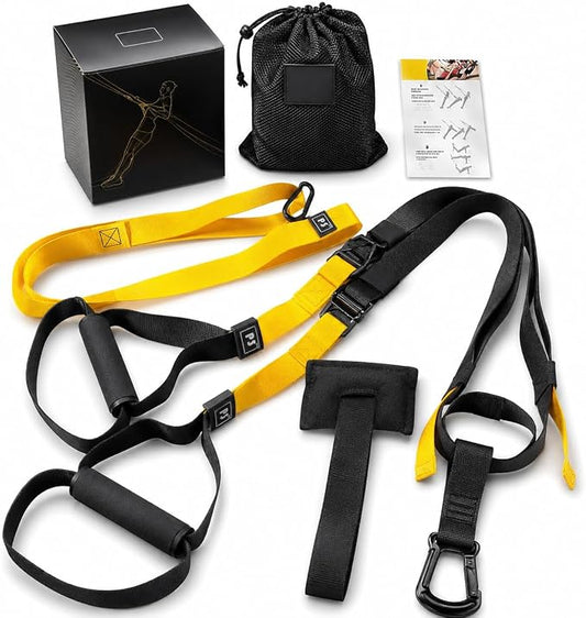 Home Resistance Training Kit with Handles & Door Anchor, Suspension Trainer System for Full Body Workout, Adjustable Bodyweight Resistance Bands for Home Gym, Strength Training & Core Fitness
