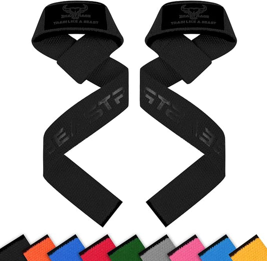 BEAST RAGE Lifting Wrist Straps for Weightlifting, Straps Gym Grip Power Workouts Lifting Straps Padded Neoprene & Premium Cotton Men Women, Deadlift Bodybuilding Exercise Lifting Straps