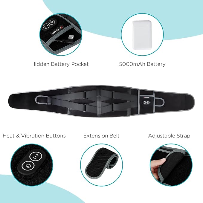 Comfytemp Cordless Heating Pad with Massager for Back, Gifts for Women Men | FSA Eligible HSA, Portable Lower Back Massager, Rechargeable Wireless Electric, Birthday Mom Dad Seniors 3 Heat 30mins 58"Up