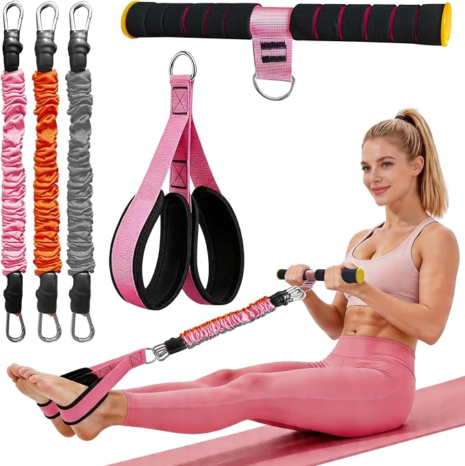 Durable Comfortable Padded Handle Adjustable Pedal Resistance Band 20-40LBS for Full Body Workout