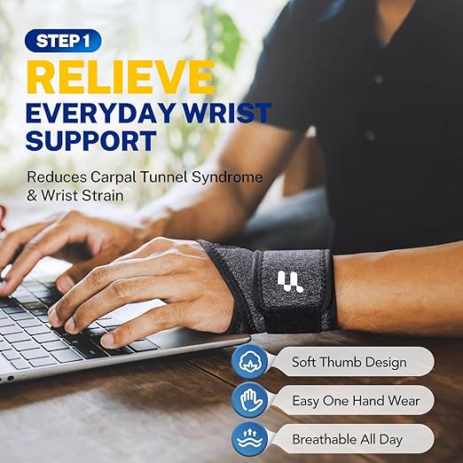 Carpal Tunnel Wrist Brace & Wrist Ice Pack Wrap Set, Wrist Recovery System | Wrist Pain & Swelling Relief, Moderate Wrist Support During Daily Activities, Reusable Cold & Hot Therapy, Reversible Fit