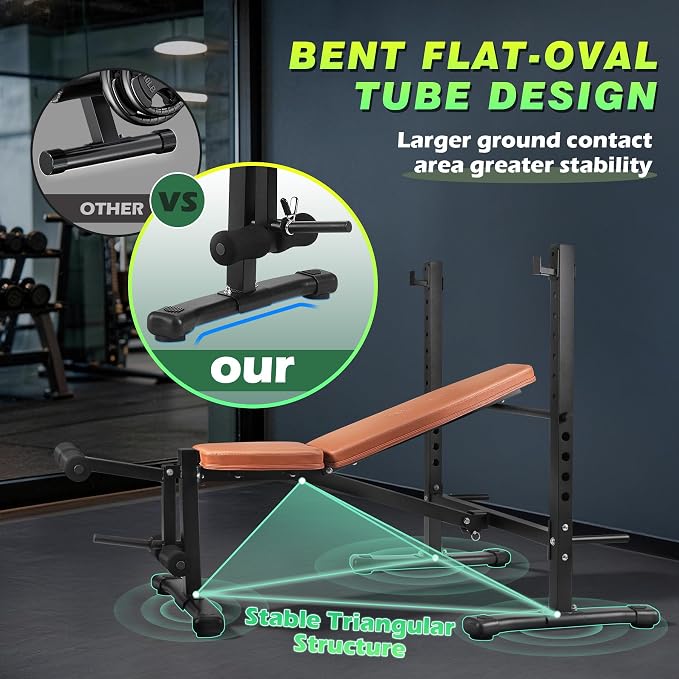 Adjustable FID Weight Bench for Home Gym | Bench press Set with 8-Level Barbell Rack, Flat/Incline/Decline Full Body weight benches for home gym